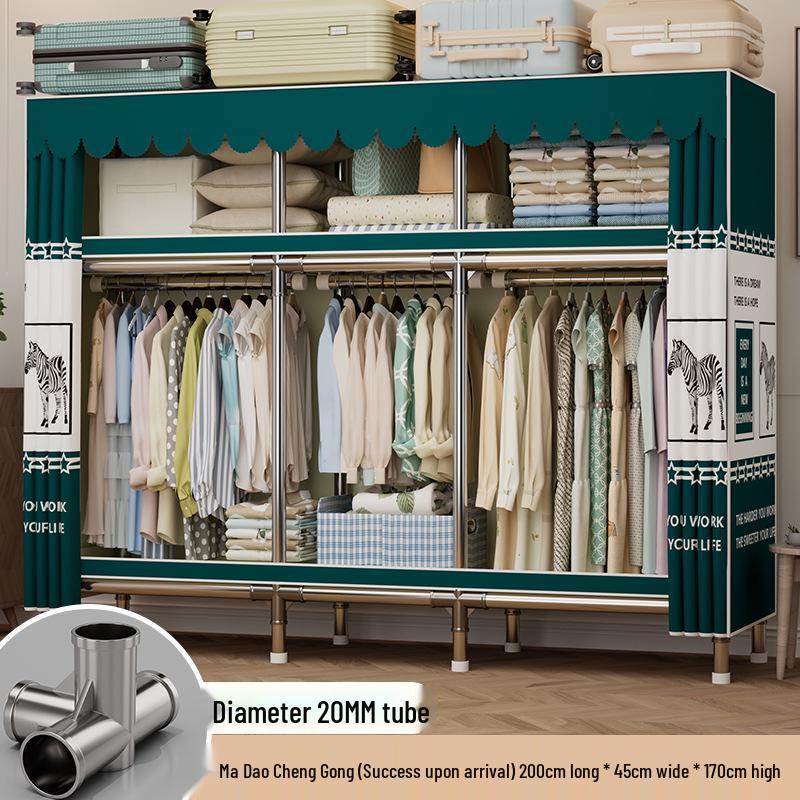 Sturdy Reinforced Steel Frame Fabric Wardrobe for Home & Bedroom Use