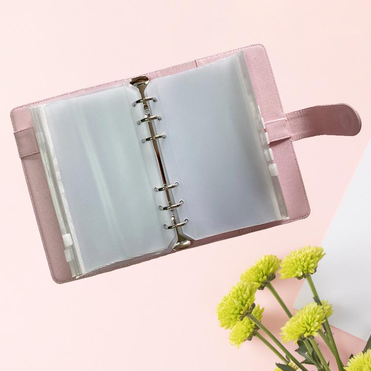 A6 Pink Budget Envelope Set: 16 Plastic Pockets with PU Leather Cover and Magnetic Buckle Binder