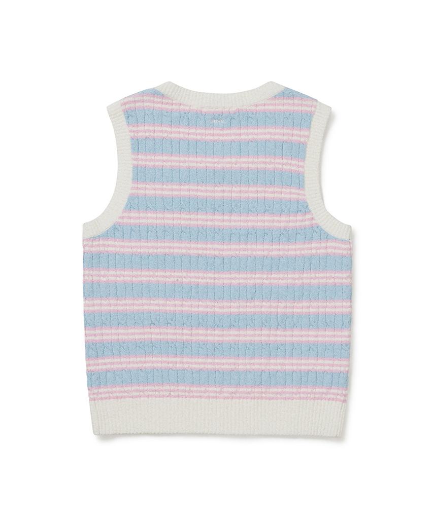 CLOVE [26Sm Clove] Boucle Stripe Knit Vest (Pink)