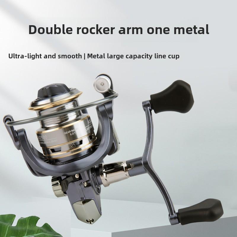 Mulineta de filare cu cap metalic cu culbutor dublu pentru aruncarea la distanta, ideala pentru pescuitul pe mare.