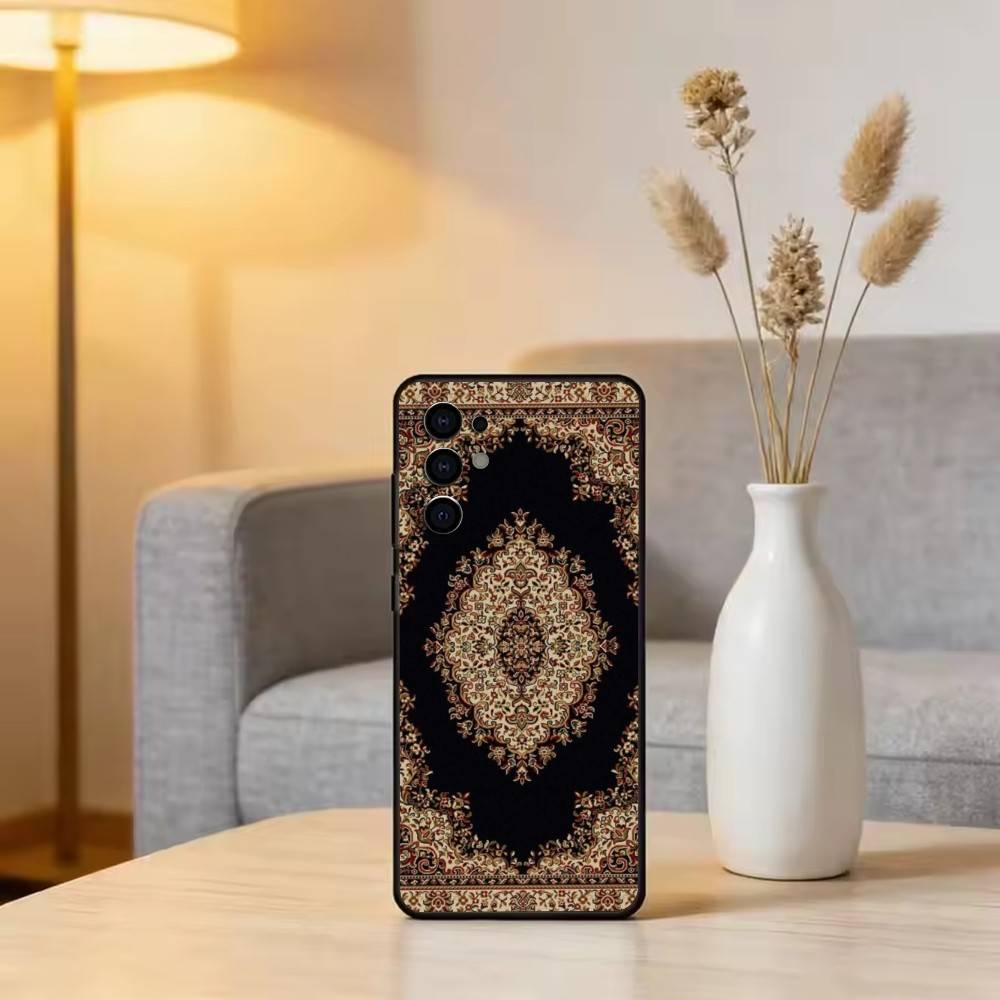 Vintage Persian Carpet Art Phone Case For Samsung S25,S24,S21,S22,S23,S30,Ultra,S20,Plus,Fe,Soft Silicone Black Cover