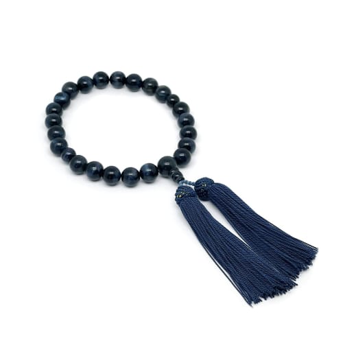 Eizen Nenjuya Men's Blue Tiger's Eye Prayer Beads [Nishijin-ori with Prayer Bead Bag] Suitable for all sects. Handmade Men's Prayer Beads (Blue Tiger'