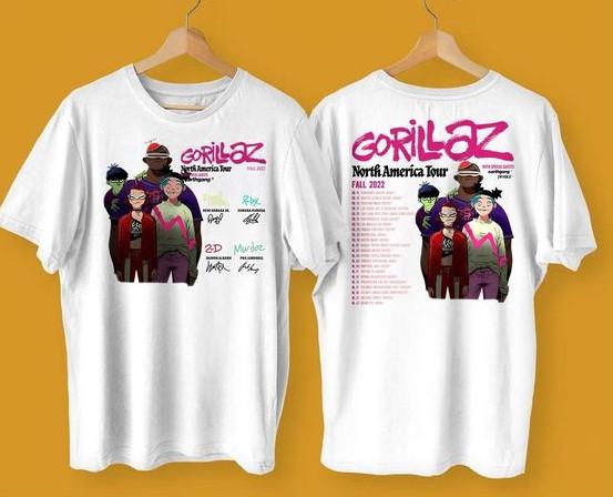 

Футболка Gorillaz, Футболка Gorillaz North America Tour 2022, Футболка Gorillaz Tour 2022 M