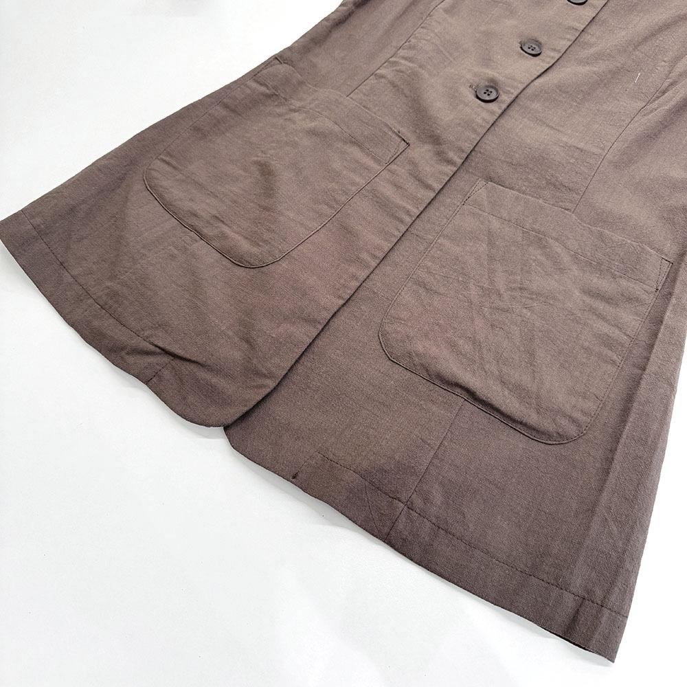 Mode Schlicht Sommer Berufstätige Damen Pendeln Reine Baumwolle Tasche Weste Langes Kleid Zweiteiliges Set Damenanzug