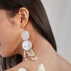 Round shell pearl fringed earrings retro light luxury temperament ear hook fashion versatile high sense earrings women