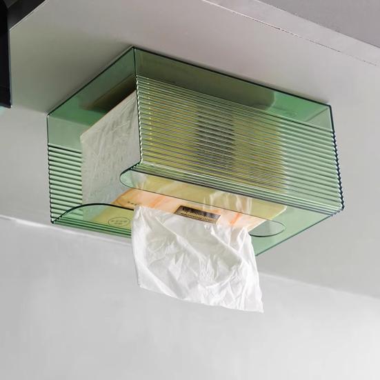 Wall Mounted Tissue Box Holder Large Capacity Transparent Design Simple