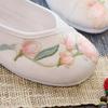 Damenschuh im ethnischen Stil, flache Sohle, bestickt, weiche Sohle, rutschfest, flache runde Spitze, Schnallenriemen, Hanfu-Schuhe, Mary-Jane-Schuhe