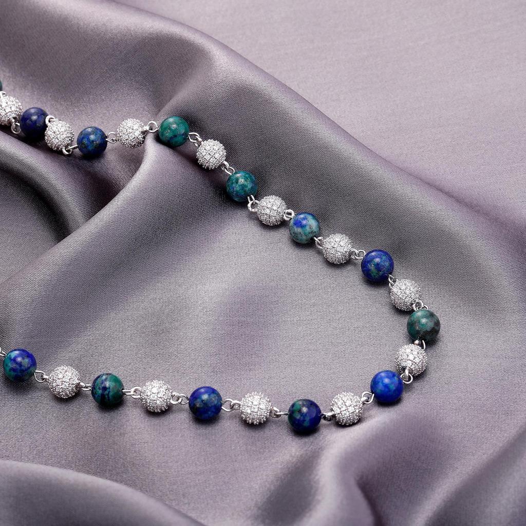Lapis Lazuli and Zircon Choker Necklace - Hip Hop Style for Men and Women