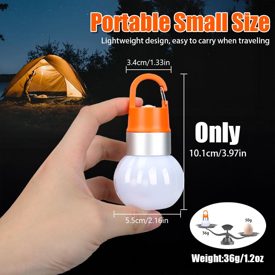 Portable LED Camping Lamp USB C Rechargeable Tent Lamp Detachable Bulb Bottle Lamp Outdoor Camping Waterproof Bulb with 10 Modes