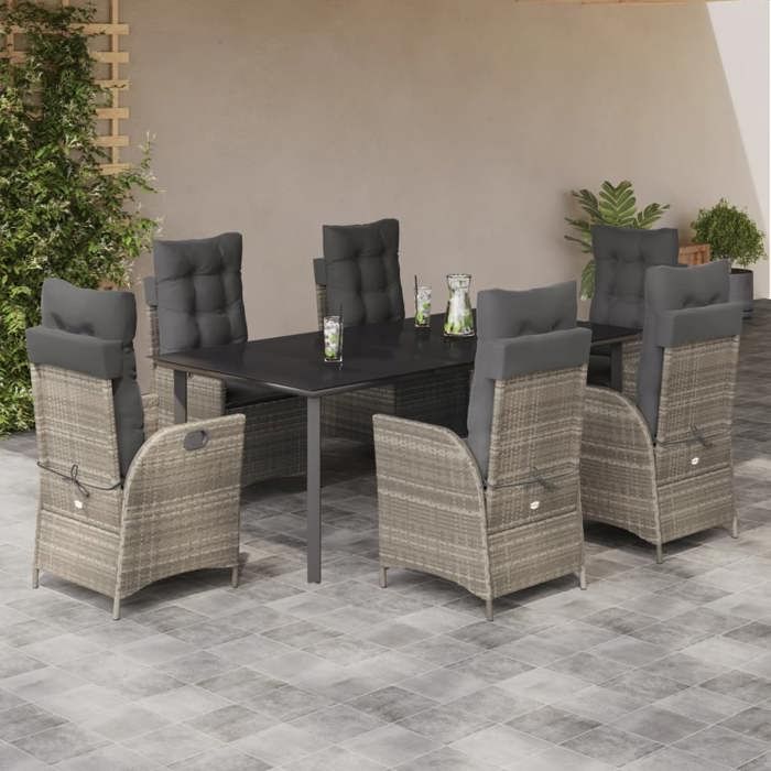 VidaXL Garden Dining Set with Cushions 7 Pcs, Patio Table and Chair, Patio Furniture, Outdoor Furniture, 3213291
