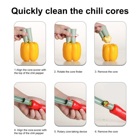 Nástroj na odstraňování semínek chilli, odstraňovač jádřinců ovoce a zeleniny, odstraňovač semínek paprik, kráječ, kuchyňská pomůcka na hrušky, manga