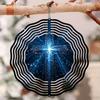 Starry Sky Blue Light Cross Pattern Wind Rotating Chime Metal Hanging Ornament for Yard Balcony Window Outdoor Decor Gift