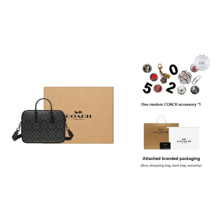New COACH PVC Briefcase, Handbag Men's Black CJ630-QBO4G