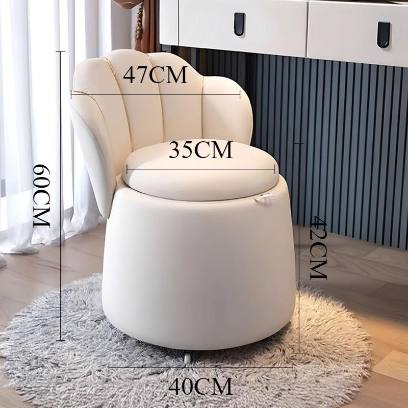Wooden Stool with Storage Space Makeup Backrest Stool with Wheels Removable Portable Shoe Changing Footstool Home Furniture
