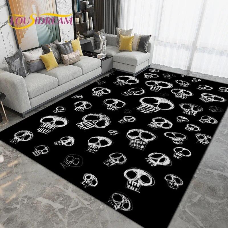 Gothic Witchcraft Skull Skräck Area Matta,Mattmatta för Vardagsrum Sovrumssoffa,Kök Badrum Dörrmatta Halkfri Golvmatta Present