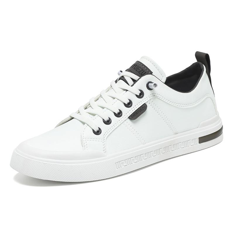 New Trendy And Versatile Leather Board Shoe Soft Soled Casual Sports Shoes Men'S White Shoes