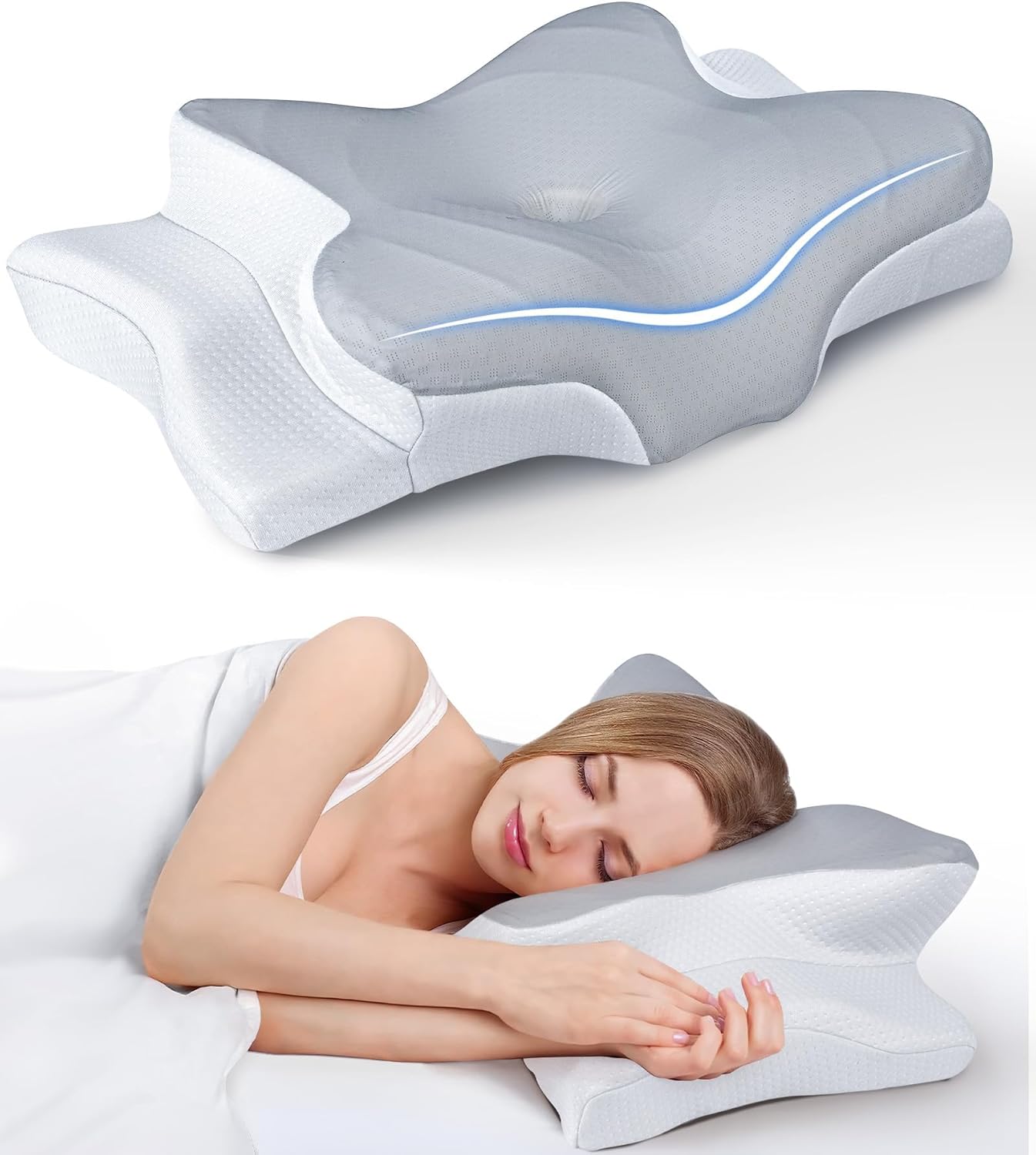 Ultra Pain Relief Cooling Pillow for Neck Support Adjustable Cervical Pillow Cozy Sleeping Ergonomic Contour Memory Foam Pillows