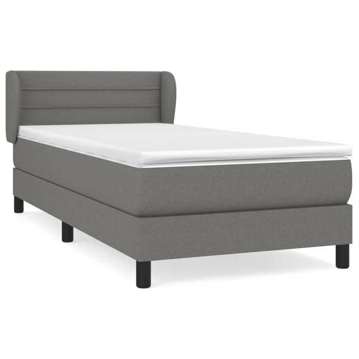 3126294 vidaXL Lit à sommier tapissier avec matelas Gris foncé 90x200 cm Tissu
