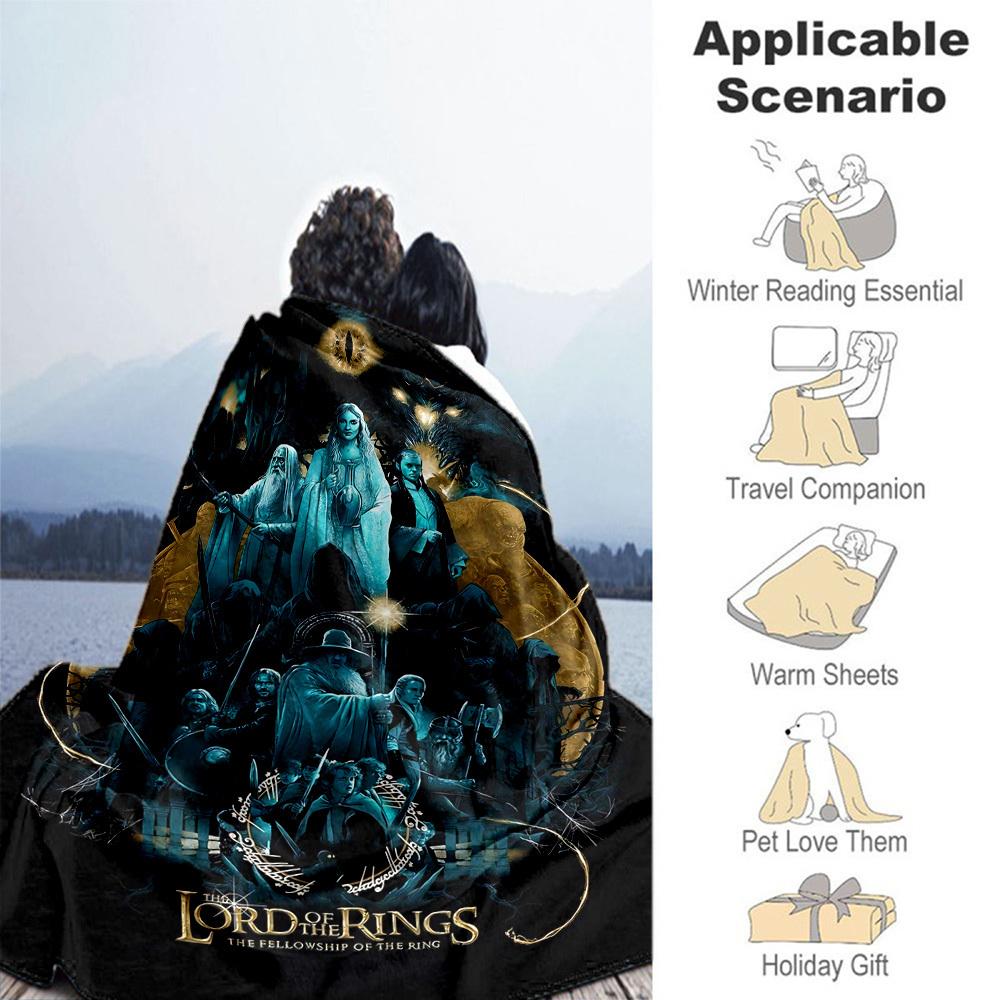 1pc Lord of the Rings Fellowship Ring - Throw Blanket, Soft, Flannel Blankets, Living Room, All Seasons Use-1021072