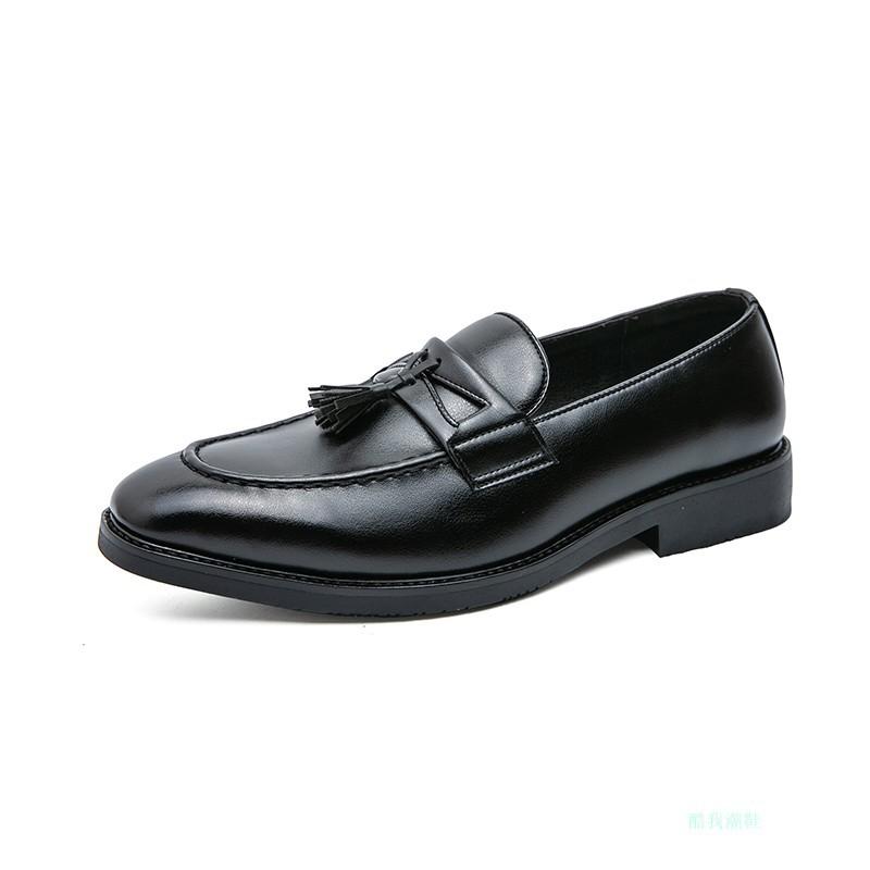 Inner heightening fringed shoes pointed leather shoes British low-top hairstylist