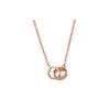 Fashionable Double Ring Chain Clavicle Chain Stainless Steel Necklace Women's Rose Gold Rose Gold F ( Fits All) Basic Packaging