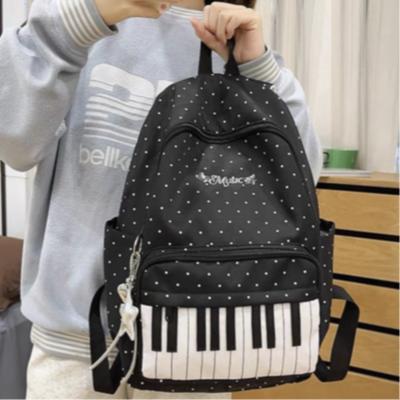 Gepunkteter Klaviertasten-Rucksack Japanischer Stil Farbblock-Rucksack Schulstil Klavierförmiger Rucksack Große Reisehandtasche für Damen