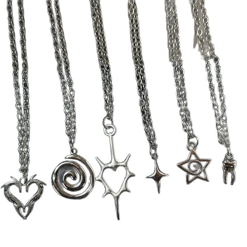 Gothic Alloy Pendant Necklace With Geometric Design For Fashionable Women