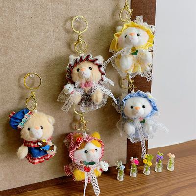 Creative Cartoon Dress-up Teddy Bear Plush Pendants, Kitten Keychains, Soft Stuffed Dolls, Cute Teddy Bear Couple Figurines