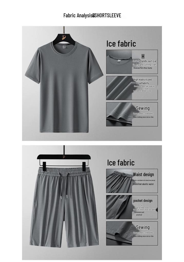 Men's Quick-Dry Breathable Loose Plus Size Summer Shorts & T-Shirt Fitness Casual Set