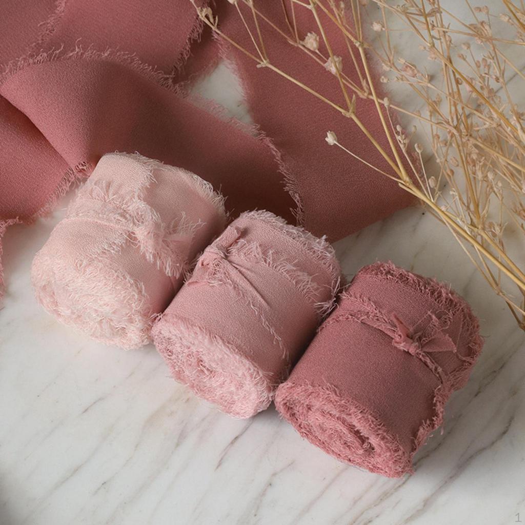 3 Rolls Fringe Chiffon Ribbon ,2" x s Handmade Frayed for crafts ,Gifts Wrapping ,Bridal