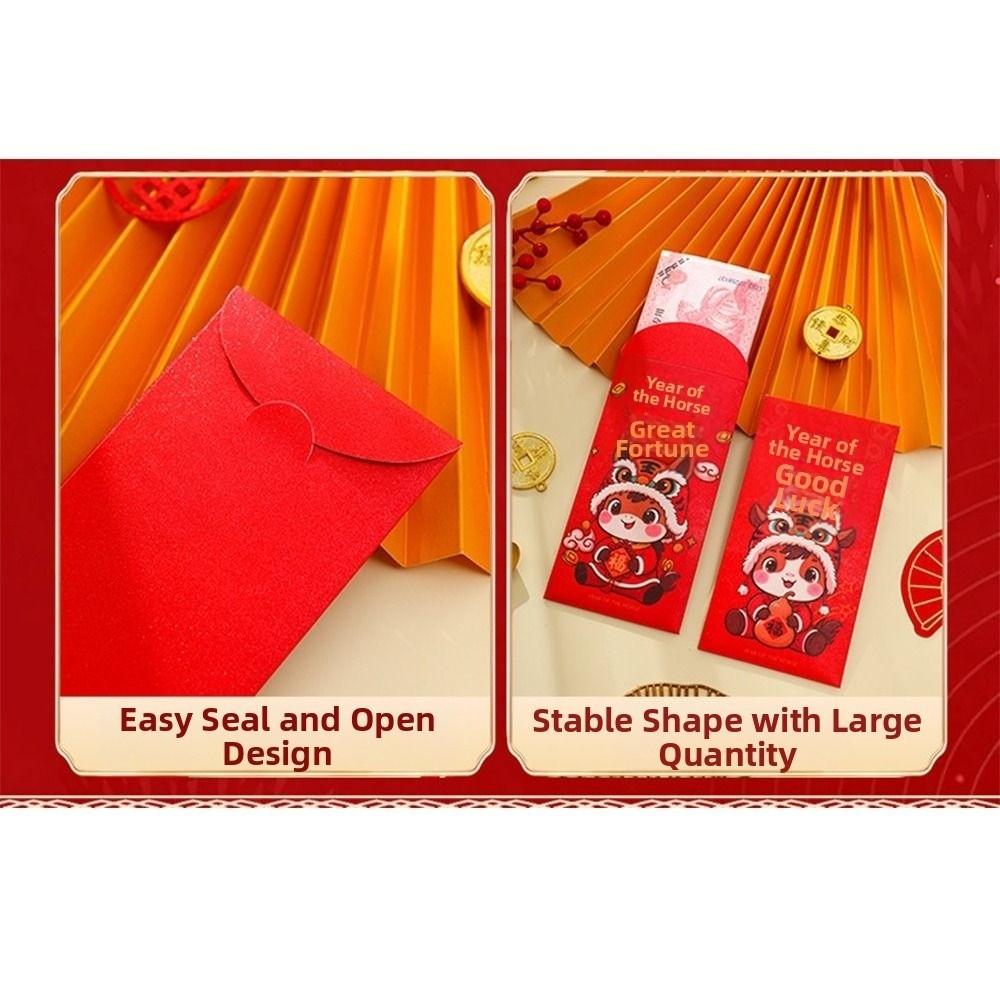 6Pcs/Set Traditional Paper 2026 Horse Year Red Envelope Red Packet  New Year