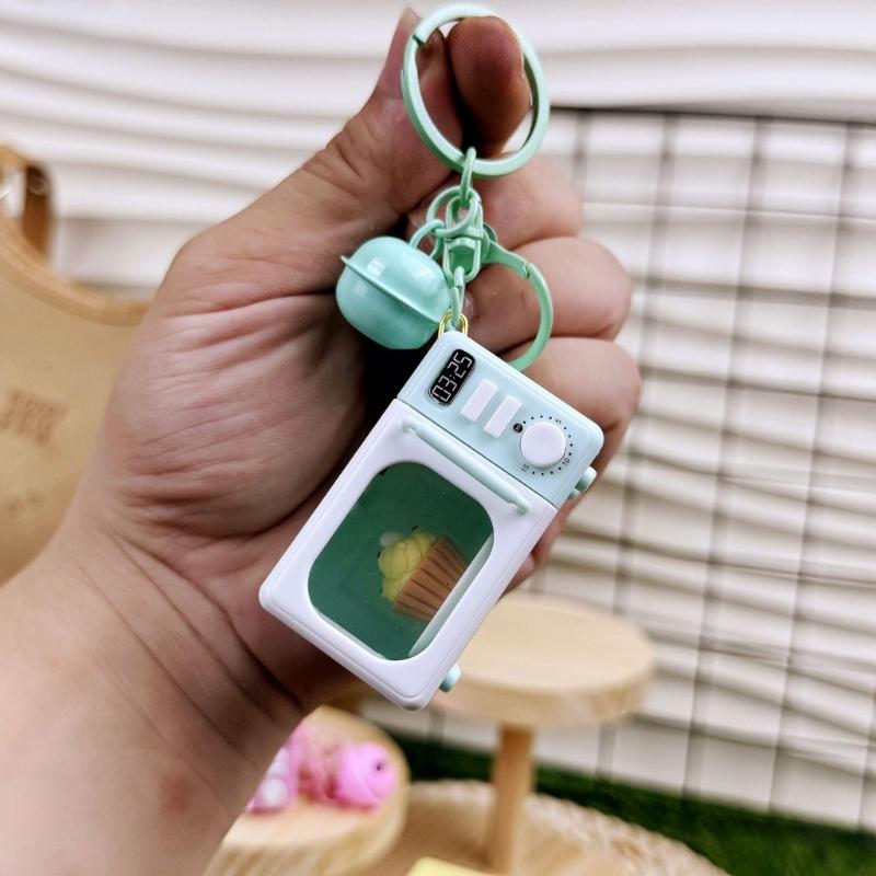 Realistic Pretend Microwave Keyring Fit for Phones Educational Role Play Toy With Rotating Knob And Light Sound Effects