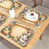4pcs, Linen Material - Easter Bunny Placemats, Ethnic Traditional Patterns and Geometric Plaids, Washable Table Mats for Dining, Kitchen, Party