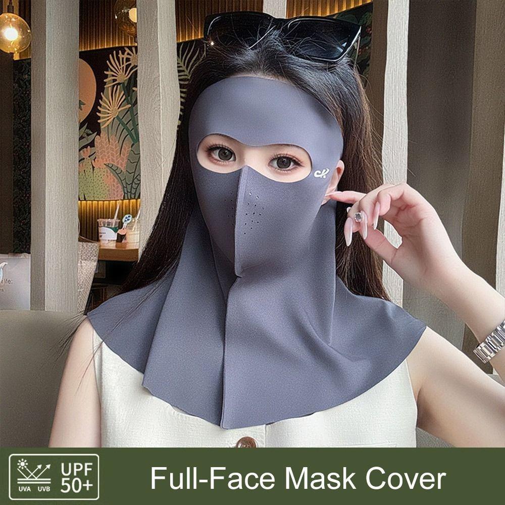 Summer Full-Face Mask Cover UPF 50+ Neck Wrap Cover Breathable Ice Silk Face Veil  for Men Women