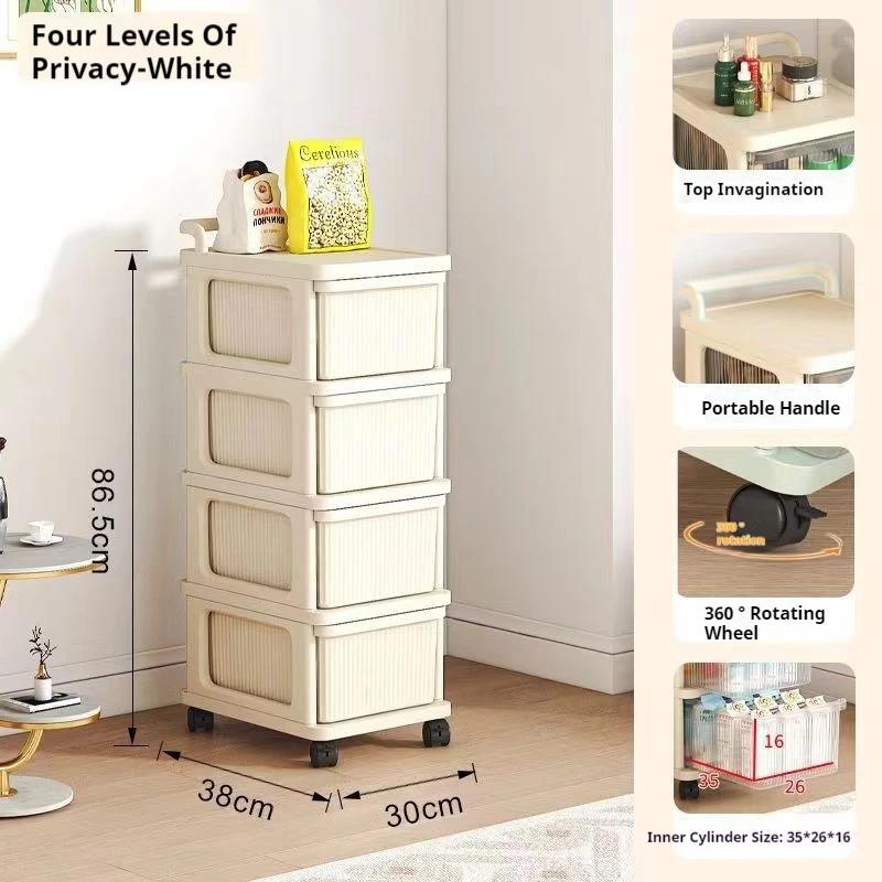 Transparent Multilayer Trolley Storage Shelf Drawer-Type Rolling Storage Cart With Handle Mobile Cosmetics Snack Storage Rack