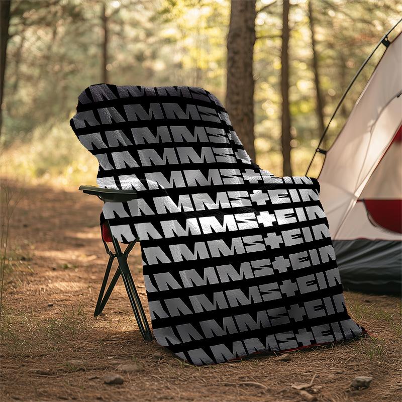 1pc Rammstein2 Theme Blanket - Digital Print, Polyester, Cozy for All Seasons, Perfect for Outdoor, Camping, and Travel