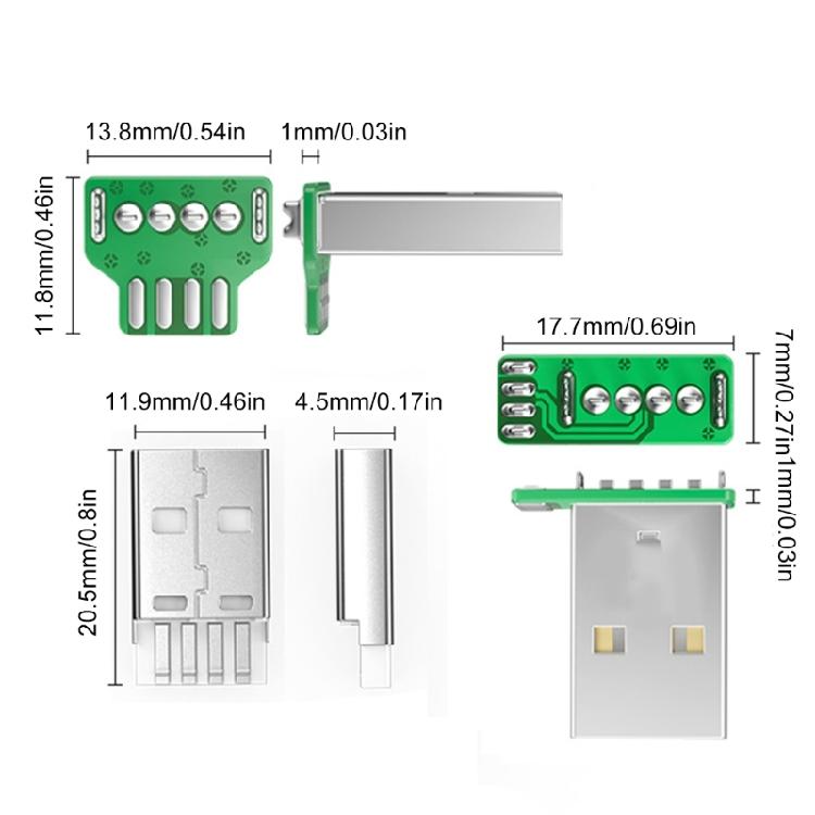 Zásuvka USB 2.0 Konektor USB 4Pin/Type C 5Pin Pro montáž na desku plošných spojů Rovné vložení Konektor PCB Adaptér pro výměnu