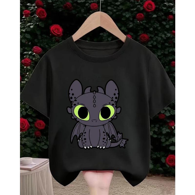 

Cute Kawaii Toothless T-Shirt Summer Fashion Streetwear Cartoon Casual Crew Neck for Ages 3-14 100