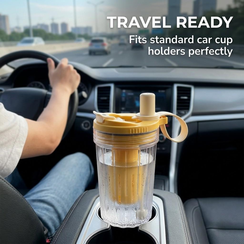 Leak-proof Water Bottle Reusable Straw Water Cup Outdoor Sport Portable Transparent Plastic Drinking Bottle With Tea Strainer