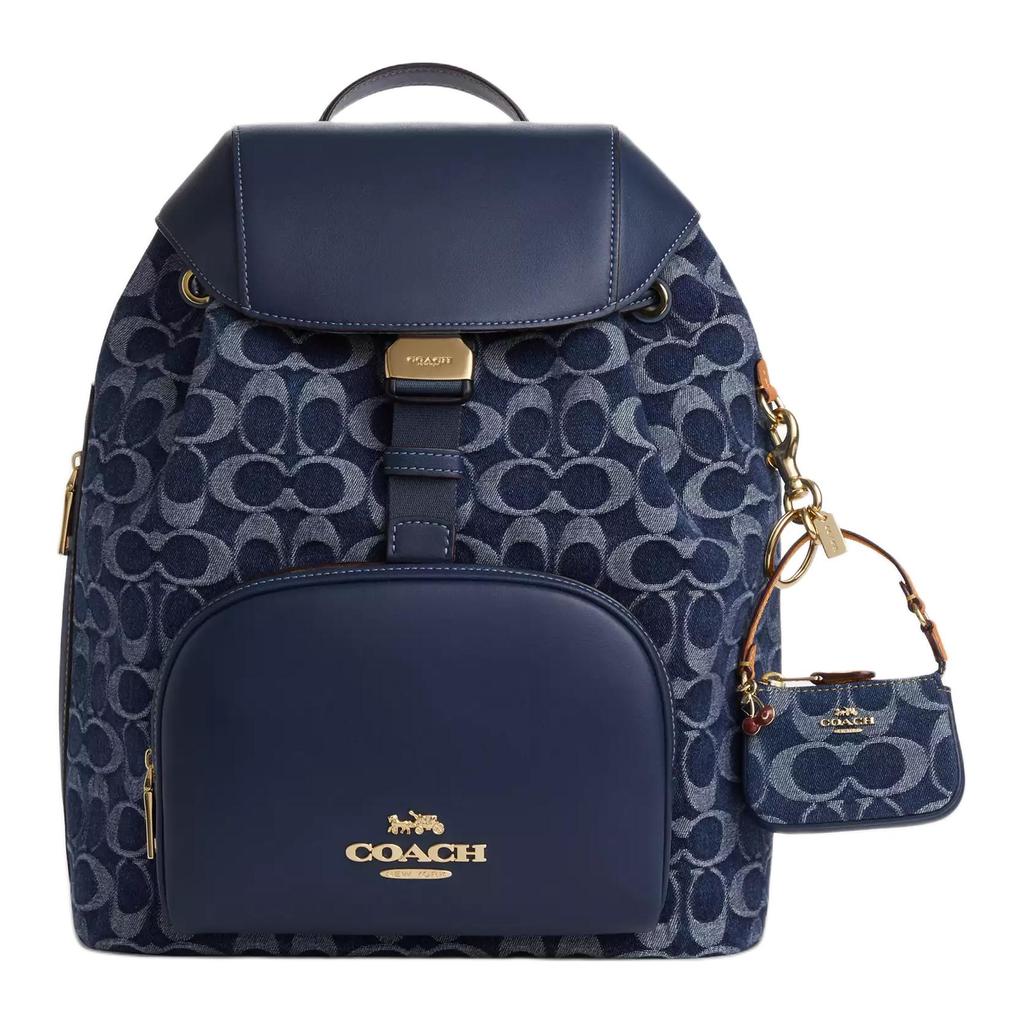 New COACH Denim Bag Accessory Mini Women's Gold & Dan Gold & Denim CZ085-IMXIA