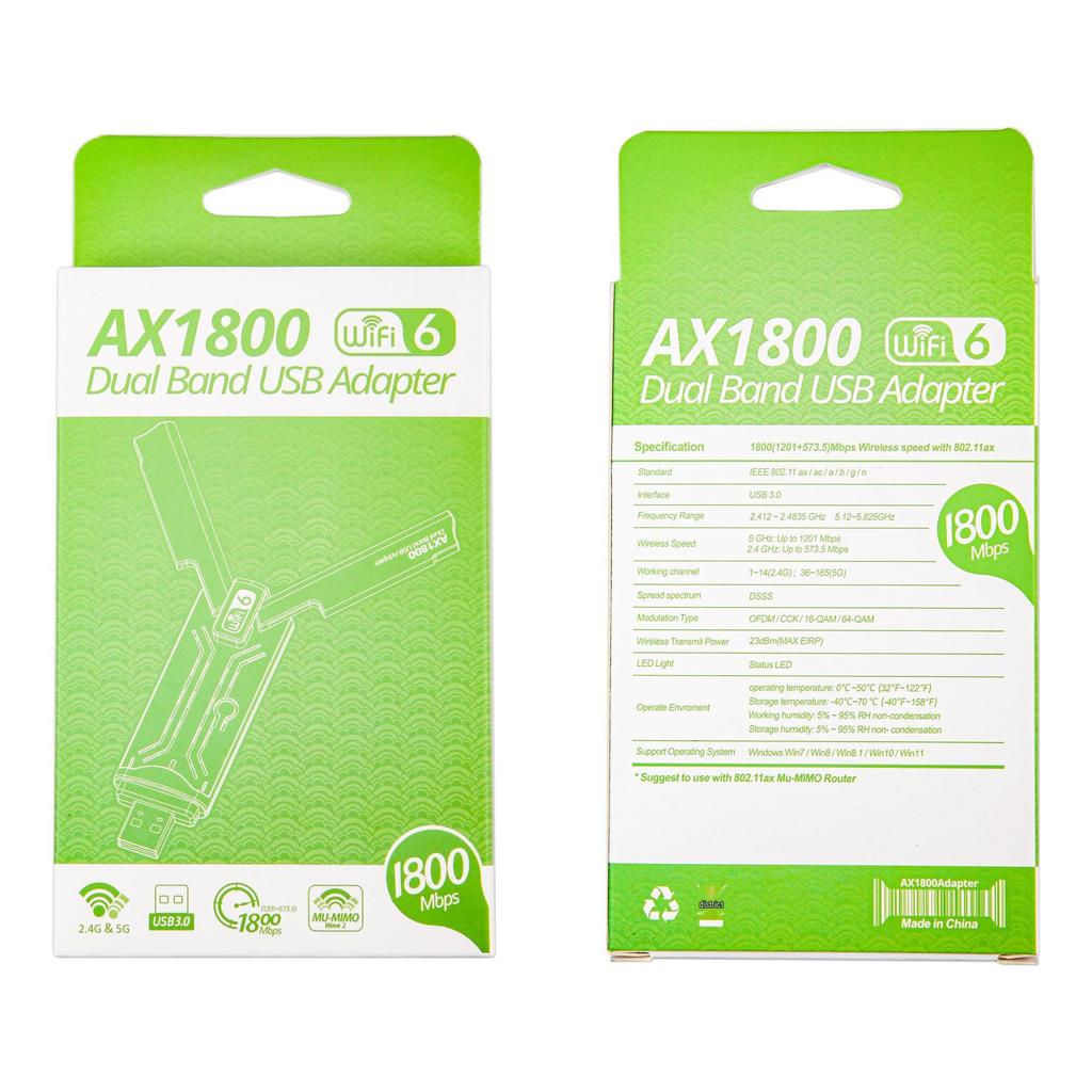 USB3.0 WiFi6 Dvoupásmová 1800M Bezdrátová síťová karta s 5G Vysokorychlostním přijímačem/vysílačem