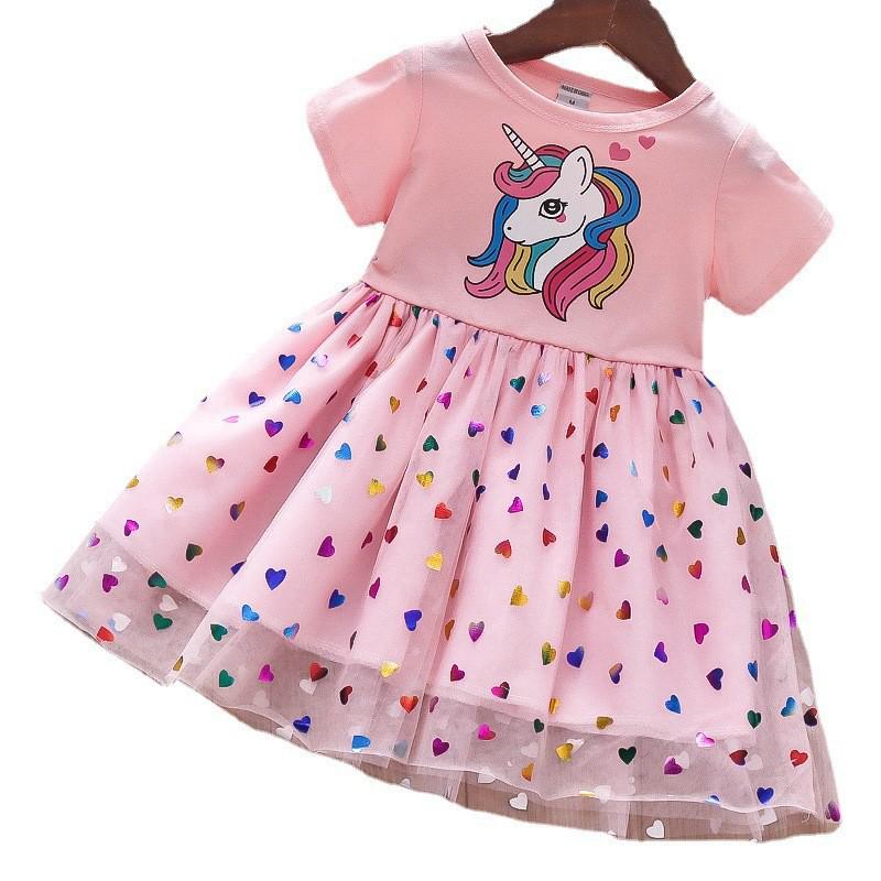 2024 Summer Little Girls' Puffy Tulle Spaghetti Strap Princess Dress