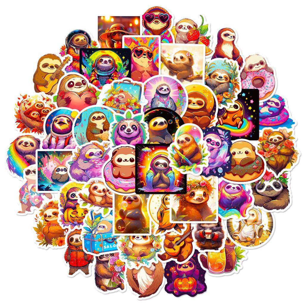 50 Cartoon Sloth Stickers New Animation Style Cute Cartoon Sloth Personalized Creative Stationery Stickers