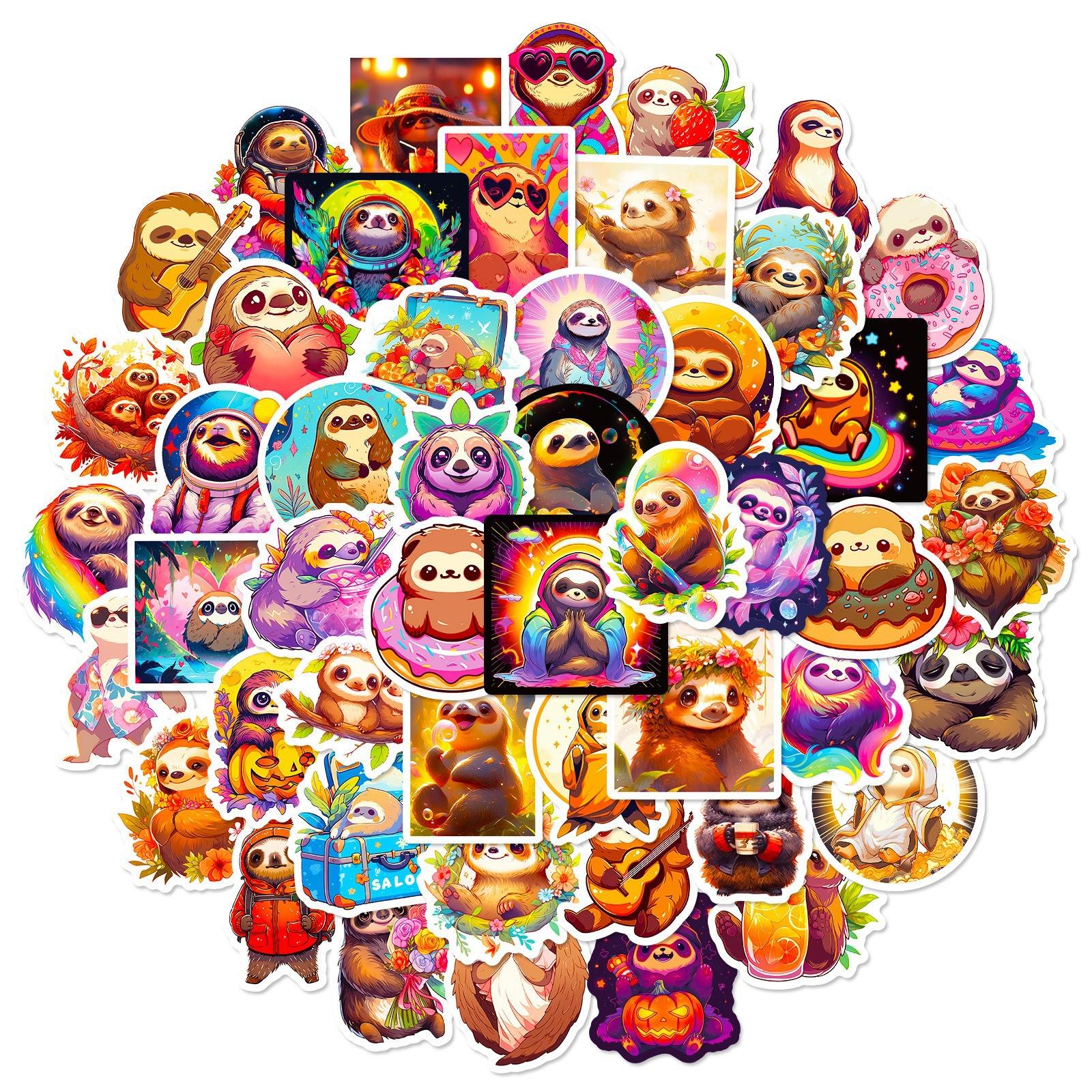 

50 Cartoon Sloth Stickers New Animation Style Cute Cartoon Sloth Personalized Creative Stationery Stickers