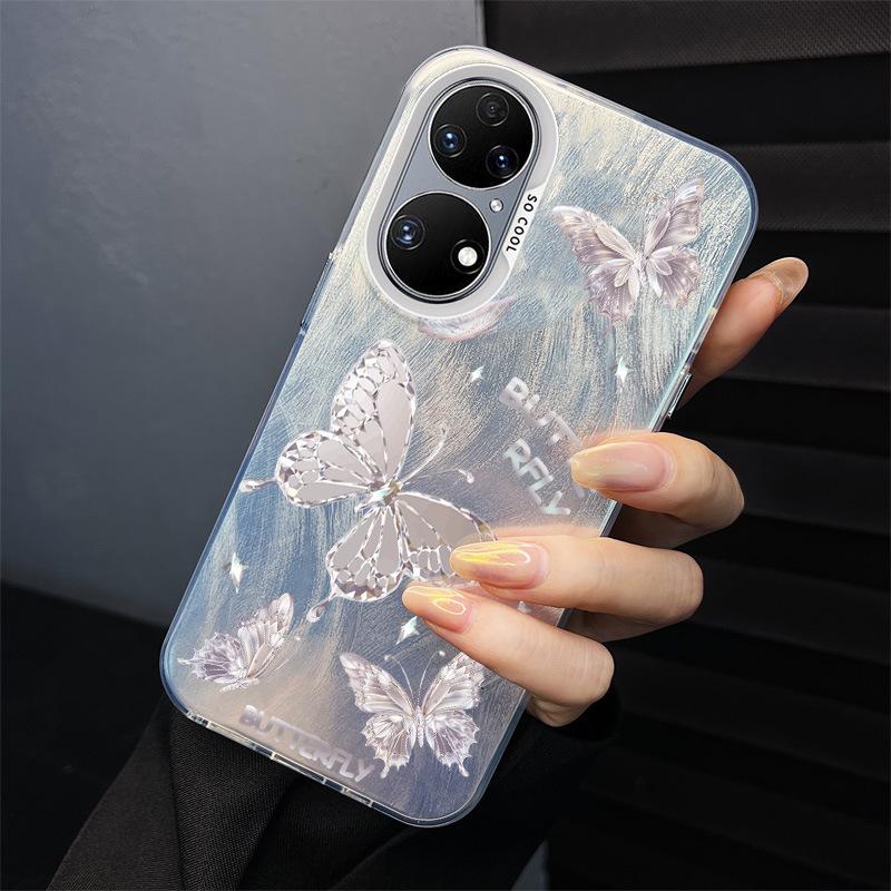 

P60 Feather Screen Phone Case P50pro Full Pack Mate60 Suitable For Nova12 Women Honor100Pro Soft Edge Huawei Mate60 синій впс колір