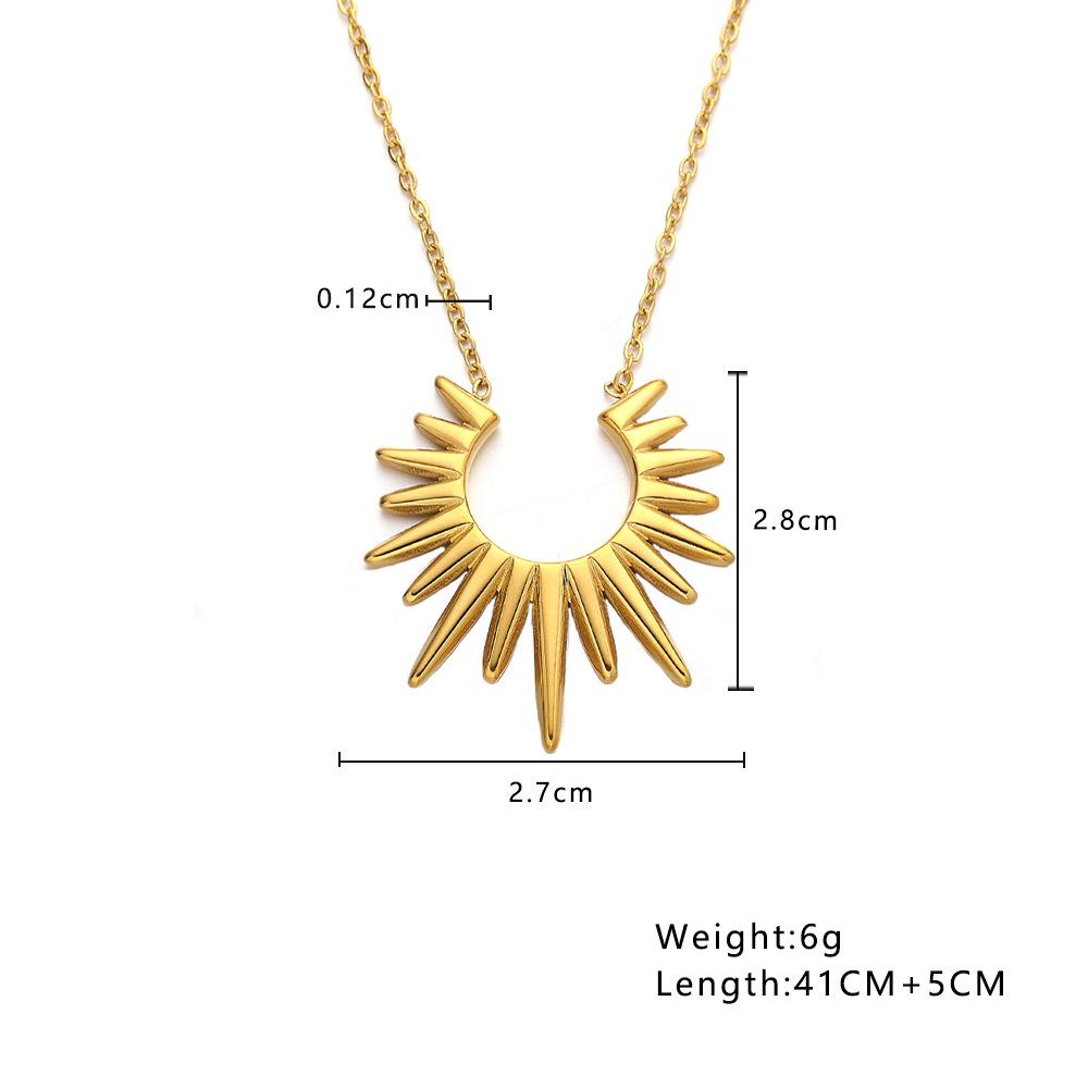 European Geometric Gold Sunflower Pendant Necklace