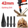 42mm Firewood Splitting Drill Bit Square/Round/Hexagonal Shank Screw Cones Bit Electric Drill Wood Splitter for Hammer Drill
