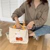 Adorable Cartoon Rabbit Embroidered Canvas Tote Bag Stylish Corduroy Handbag For Women And Students