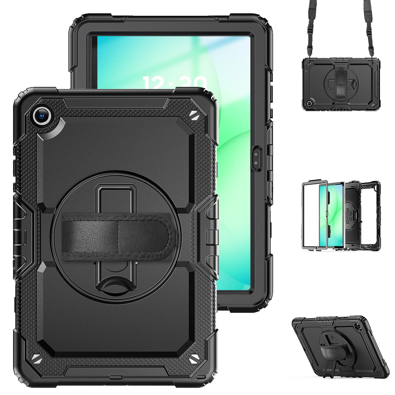 Étui Robuste pour Samsung Galaxy Tab A9Plus 11 pouces A11Plus SM-X230 SM-X210 SM-X216B A9+ A11+ 11  Housse avec Film PET & Sangles A9Plus 11 SM-X210 noir