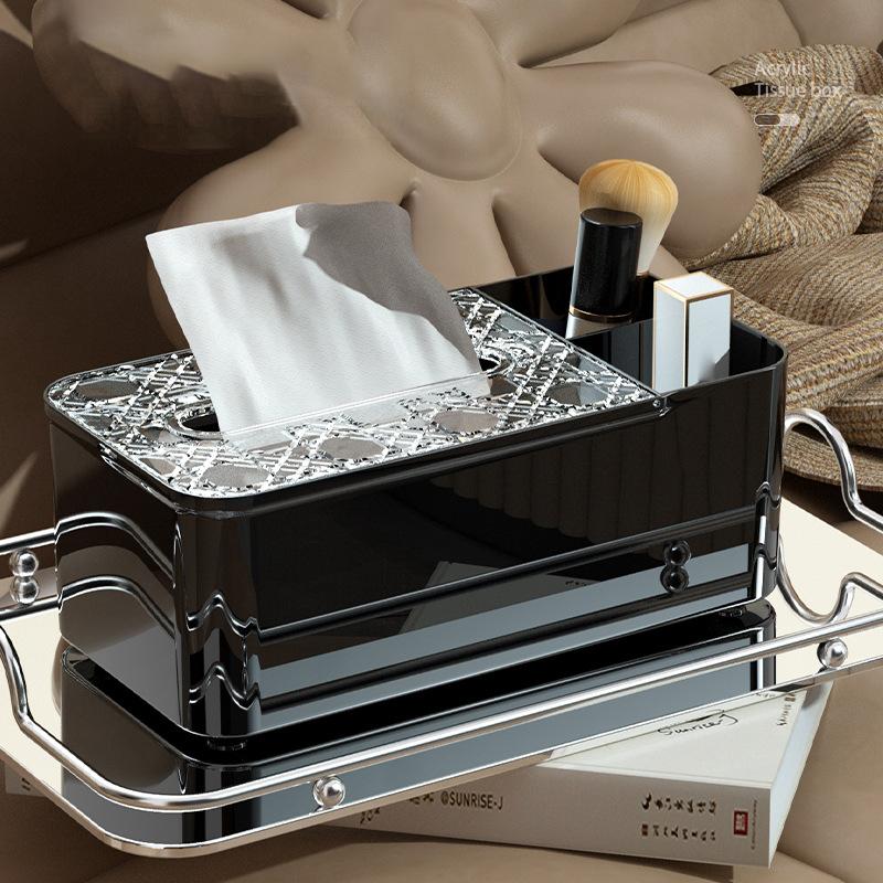 Desktop Tissue Box Household Creative Paper Box Transparent Tissue Box Cover Rectangular Napkin Dispenser Office Tissue Holder